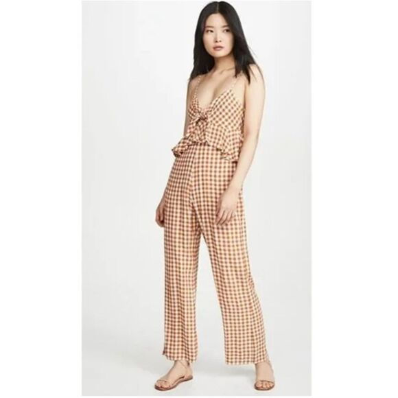 Saylor Gingham Yellow Jumpsuit - Picture 1 of 7
